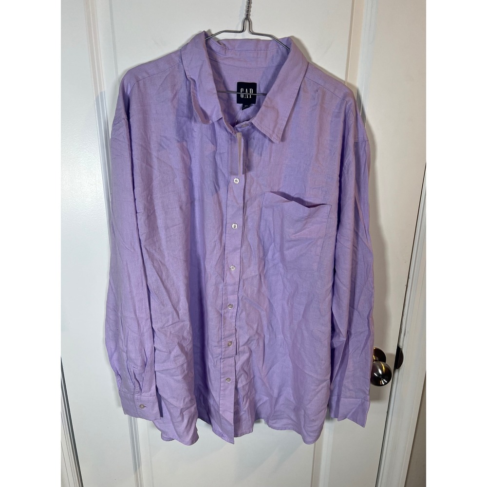 Gap‎ Men Button Down Shirt Linen Blend Purple XXL NWT
